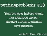 Writing Problems #18

Your browser history would not look good were it checked during a criminal investigation.