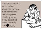 You know you\'re a writer when... you make random odd expressions because you\'re checking to see if you described them correctly.